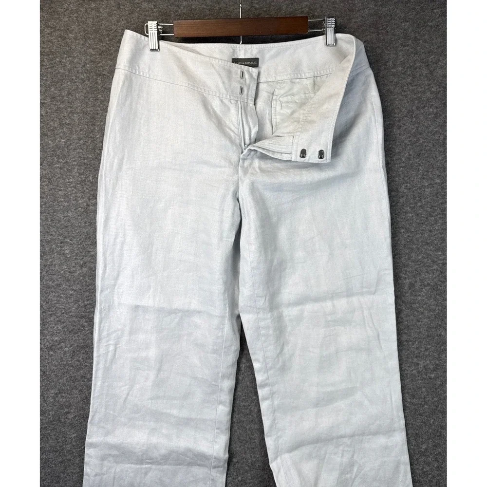Banana Republic Linen Pants Women 10 Ankle Resortwear Wide Leg Trousers Vacation